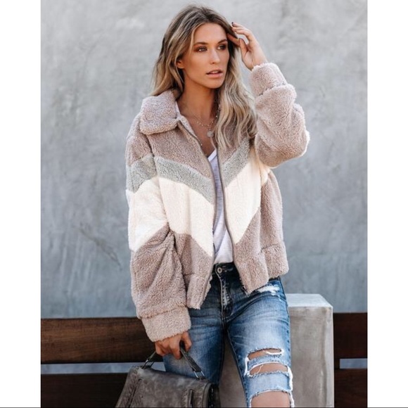 chevron teddy jacket